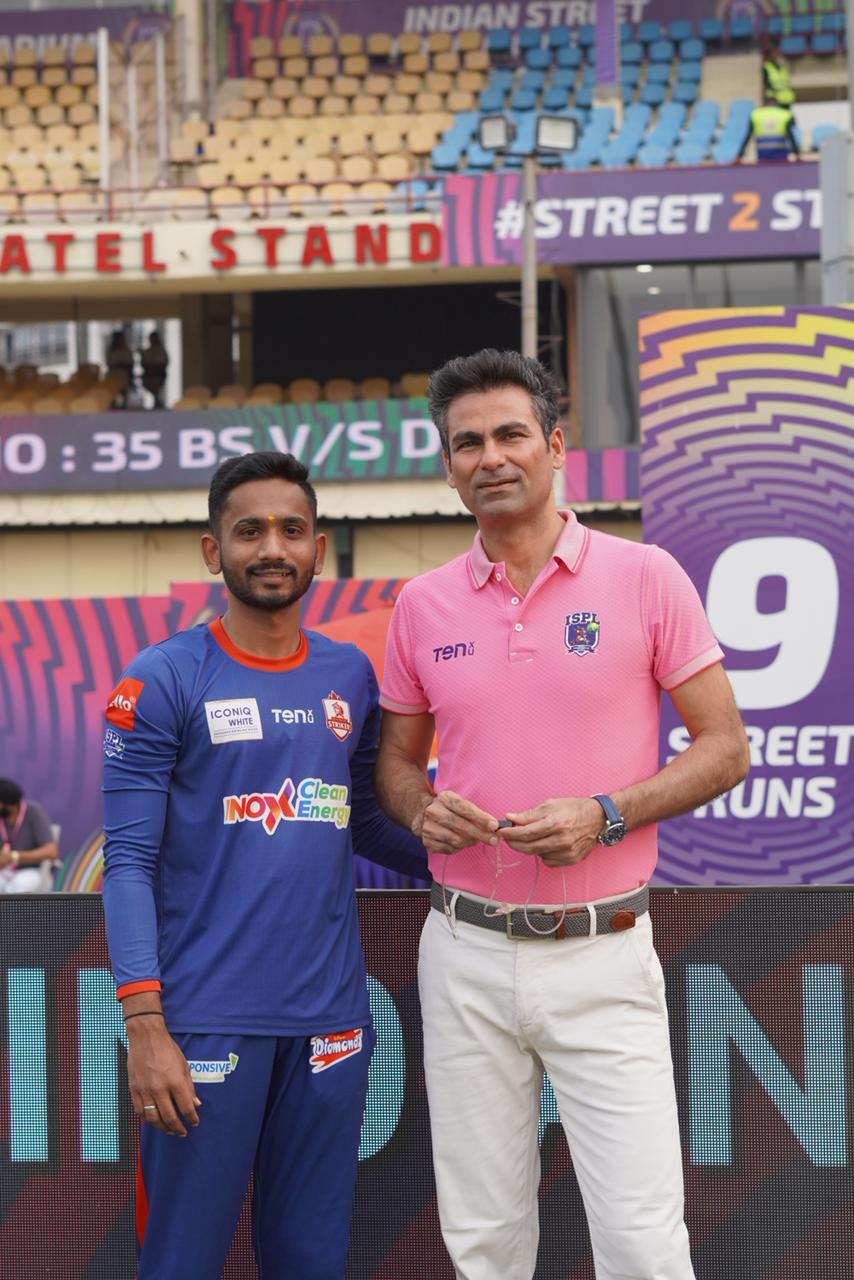 Our analyst Shubham Deshmukh with Mohammad Kaif at ISPL